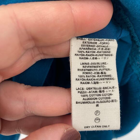 Free People Women's Emily Teal Blue Crochet Pleated Mini Dress Size XS X-Small - Picture 12 of 14